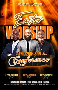 Black Maximalist Easter Worship Church Conference Modern Design Half Page Wide template