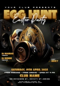 Black Maximalist Egg Hunt Easter Party A4 template