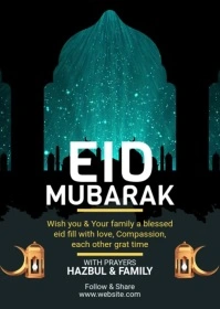 Black Maximalist Eid Greetings Template A6