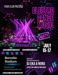 Black Maximalist Electro Dance Music Flyer (us Letter) template