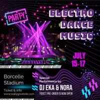 Black Maximalist Electro Dance Music Party Square (1:1) template