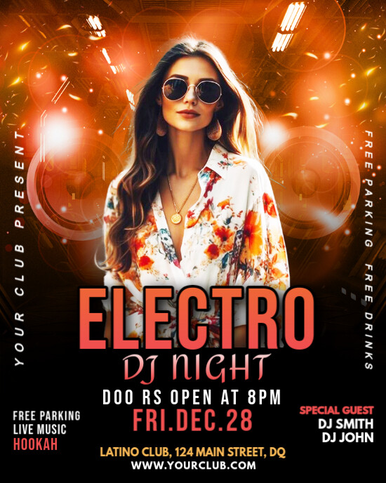 Black Maximalist Electro Dj Night Instagram Portrait template