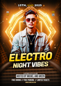 Black Maximalist Electro Night Vibes A4 template
