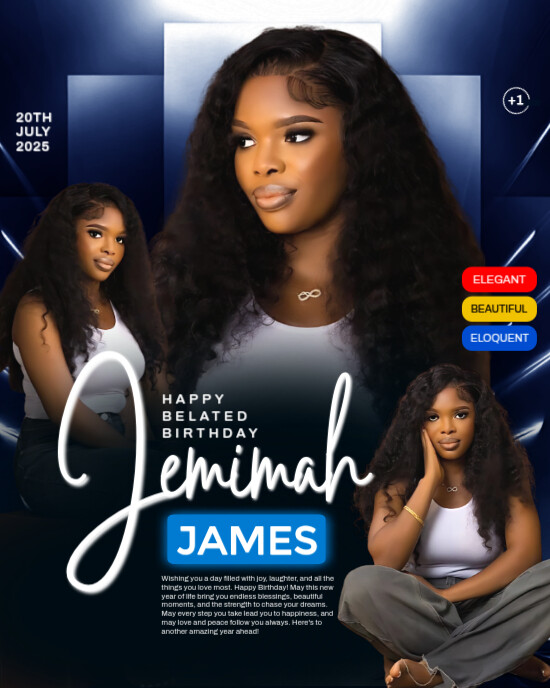 Black Maximalist Elegant Birthday Design  Instagram Portrait template