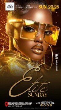 Black Maximalist Elite Sunday Nightlife Party Video Flyer – Luxury Club Event Invitation Template Di Digitalanzeige (9:16)