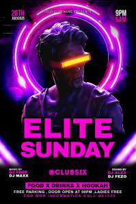 Black Maximalist Elite Sunday Party Poster Póster template