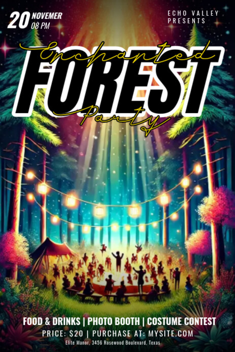 Black Maximalist Enchanted Forest Party  Poster template