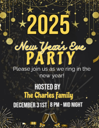 Black Maximalist End Of The Year Eve Night Party Flyer (us Letter) template