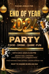 Black Maximalist End Of Year 2024 Party Invitation Template Poster