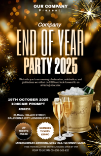 Black Maximalist End Of Year Party Invitation Tabloid แทบลอยด์ template