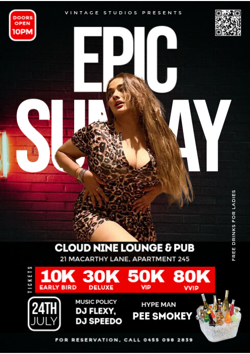 Black Maximalist Epic Friday Naughty Night Club Party Event A4 template