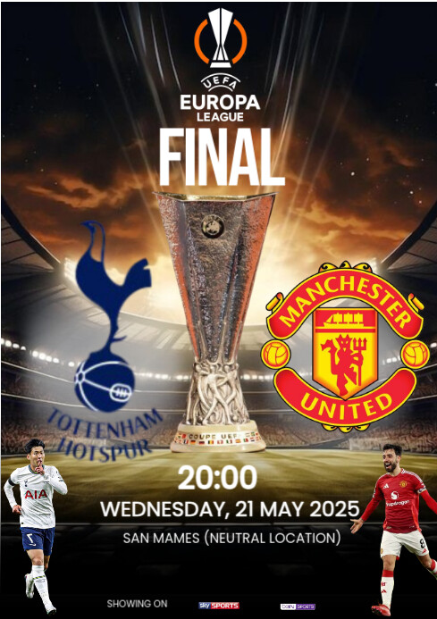 Black Maximalist Europa League Final Match Tottenham Hotspur Vs Manchester United  A4 template