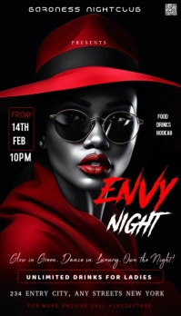 Black Maximalist Event Flyer Promote "envy Night  Business Card นามบัตร template