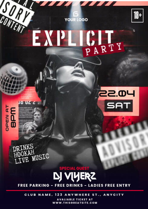 Black Maximalist Explicit Party A4 template