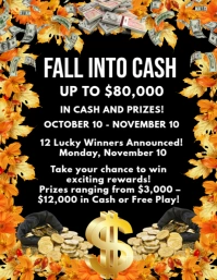 Black Maximalist Fall Into Cash Flyer (us Letter) template