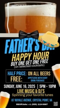 Black Maximalist Father's Day Happy Hour Digital Display (9:16) template