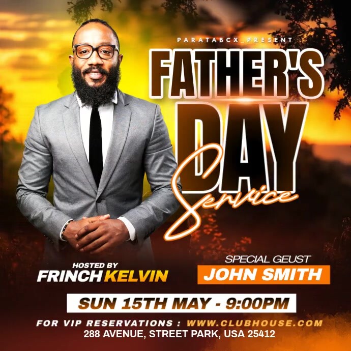 Black Maximalist Father's Day Service New Ad Square (1:1) template