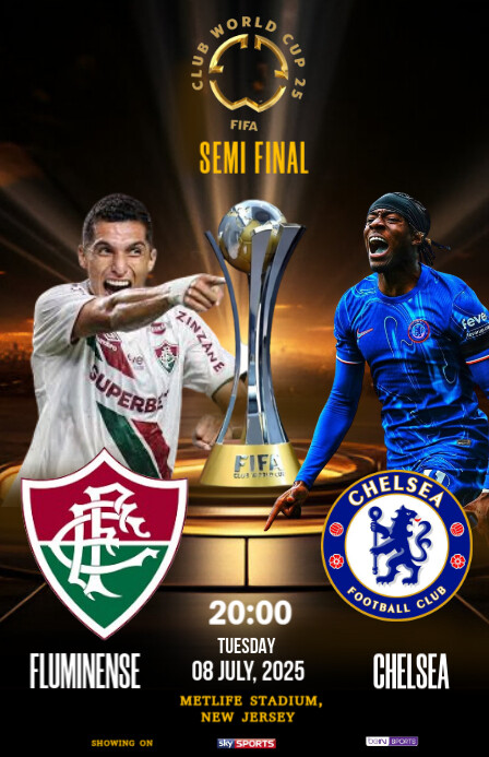 Black Maximalist Fifa Club World Cup Semi Final  Half Page Wide Meia página larga template