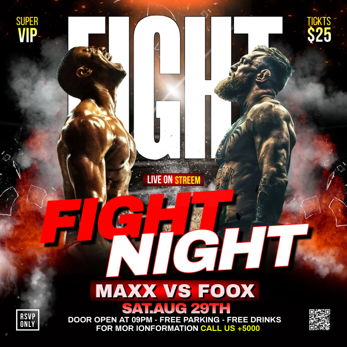 Black Maximalist Fight Night Square (1:1) template
