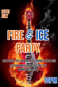 Black Maximalist Fire And Ice Flyer Templates  Poster