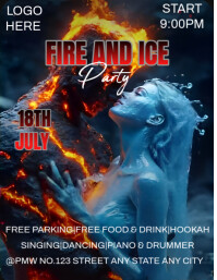 Black Maximalist Fire And Ice Party  Flyer (us Letter) template