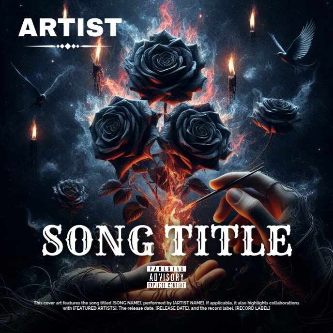 Black Maximalist Fire Roses Album Cover Templat | PosterMyWall