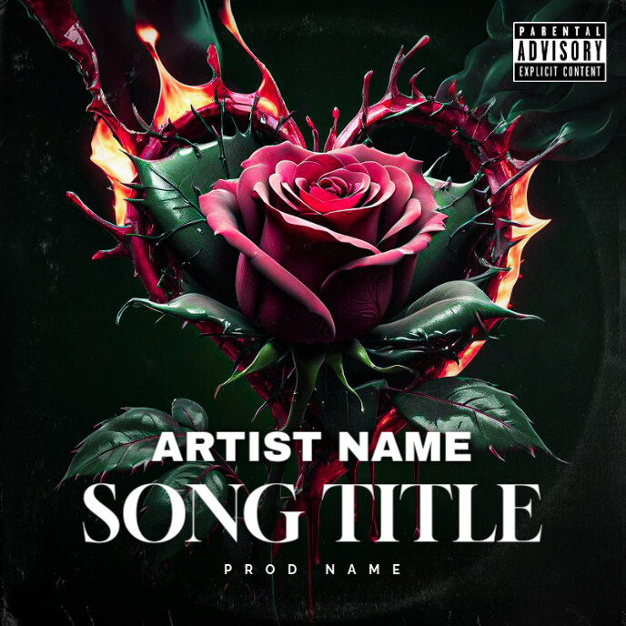 Copy of Black Maximalist Fire Roses Cover Art Design Mixtape Template ...