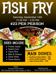 Black Maximalist  Fish Fry Flyer (us Letter) template