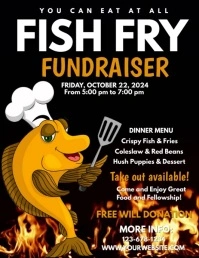 Black Maximalist Fish Fry Flyer (us Letter) template