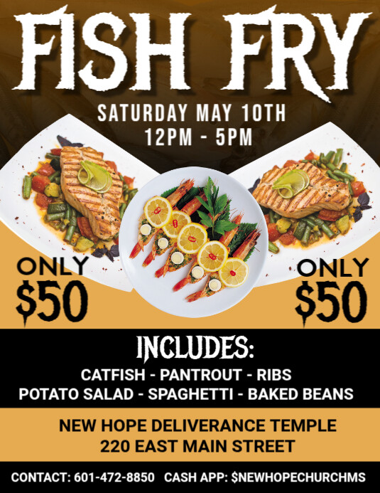 Black Maximalist Fish Fry Flyer (us Letter) Template | PosterMyWall