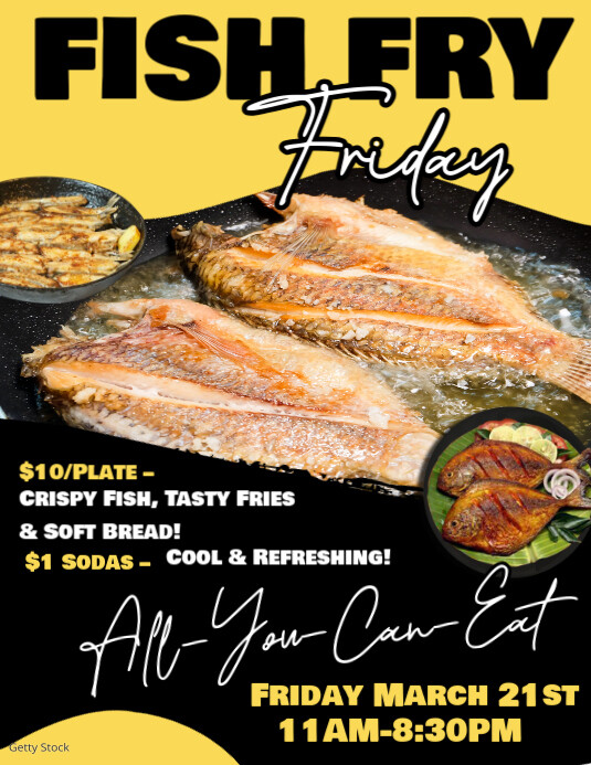Black Maximalist Fish Fry  Flyer (us Letter) template