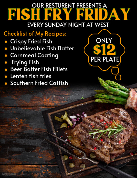 Black Maximalist Fish Fry Flyer Fundraiser Flyer (us Letter) Template ...