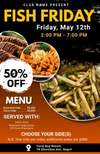Black Maximalist  Fish Fry Flyer Tabloid template