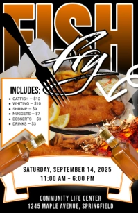 Black Maximalist  Fish Fry Flyer Tabloid template