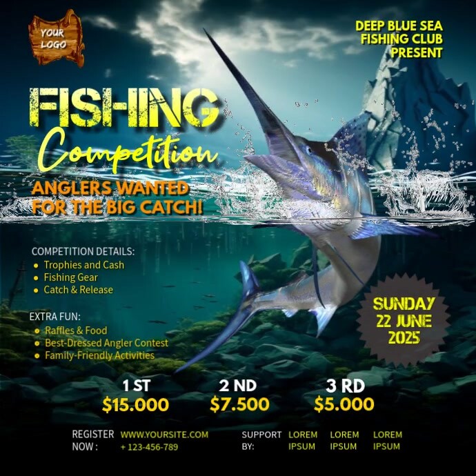 Black Maximalist Fishing Competition Instagram Post template