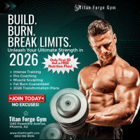 Черный Fitness New Year Promotion Square Template