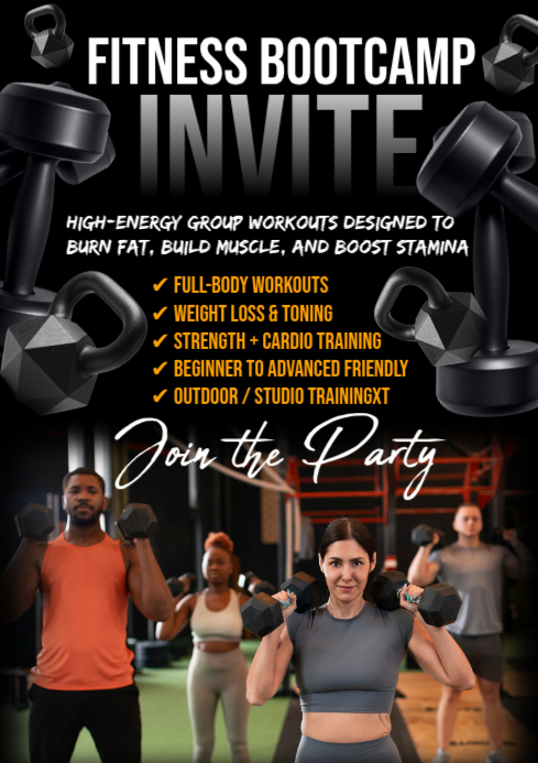 Copy of Black Maximalist Fitness Bootcamp A1 | PosterMyWall