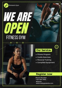 Black Maximalist Fitness Flyer Template A4