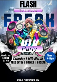 Black Maximalist Flash To The 90s Freak Nik Party Design Pinterest Graphic  A4 template