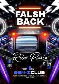 Black Maximalist Flashback Party Flyer A5 template