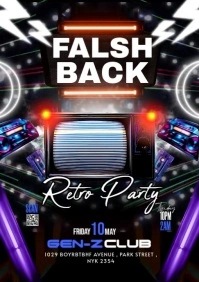 Black Maximalist Flashback Party Flyer A5 template