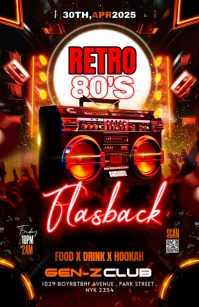 Black Maximalist Flashback Party Flyer Tabloid Tabloïd template