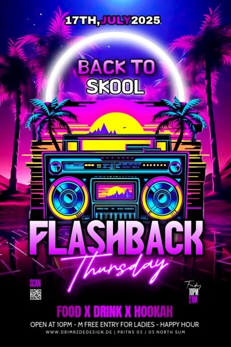 Black Maximalist Flashback Party Poster Plakkaat template