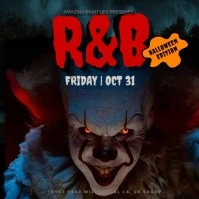 Black Maximalist Flashing Eyes Pennywise Clown Creepy Halloween  Flyer (us Letter) Instagram Plasing template