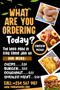 Black Maximalist Food Flyer  Pinterest Graphic template