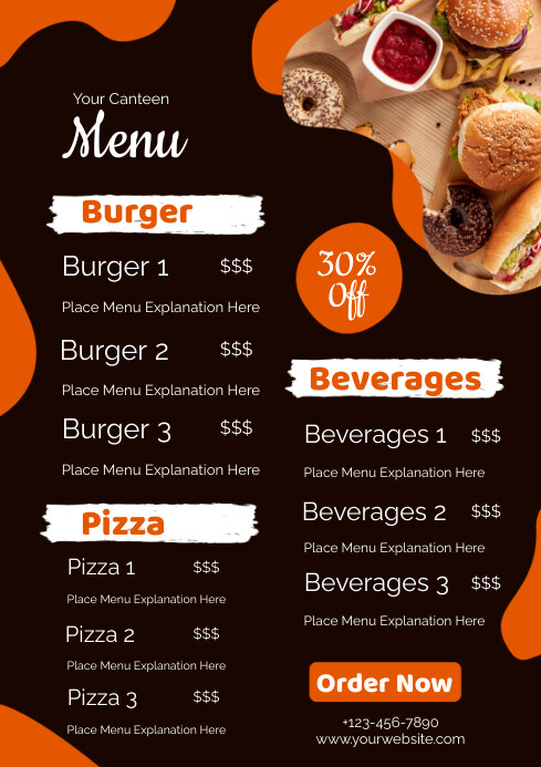 Black Maximalist Food Menu A4 Template | PosterMyWall