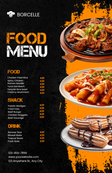 Plantilla de Black Maximalist Food Menu Tabloid | PosterMyWall