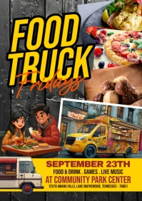 Black Maximalist Food Truck A5 template