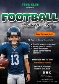 Черный Football Training Camp A4 Template