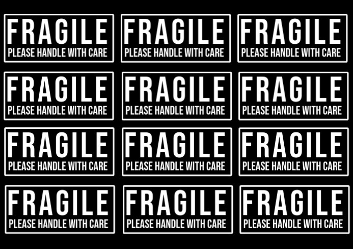 Black Maximalist Fragile A4 Label A4 template